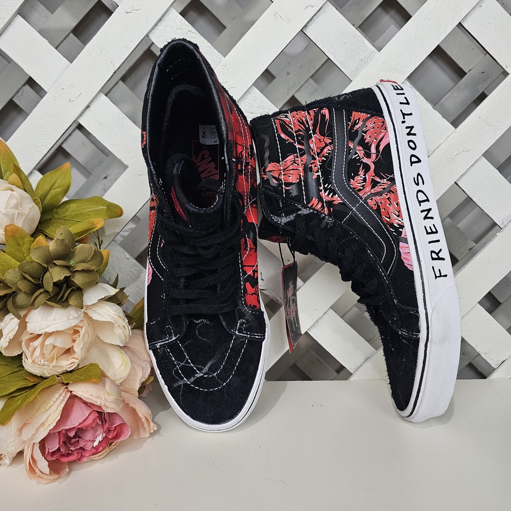 Stranger Things Black and Red High-Top Vans Sneakers Size 10.5